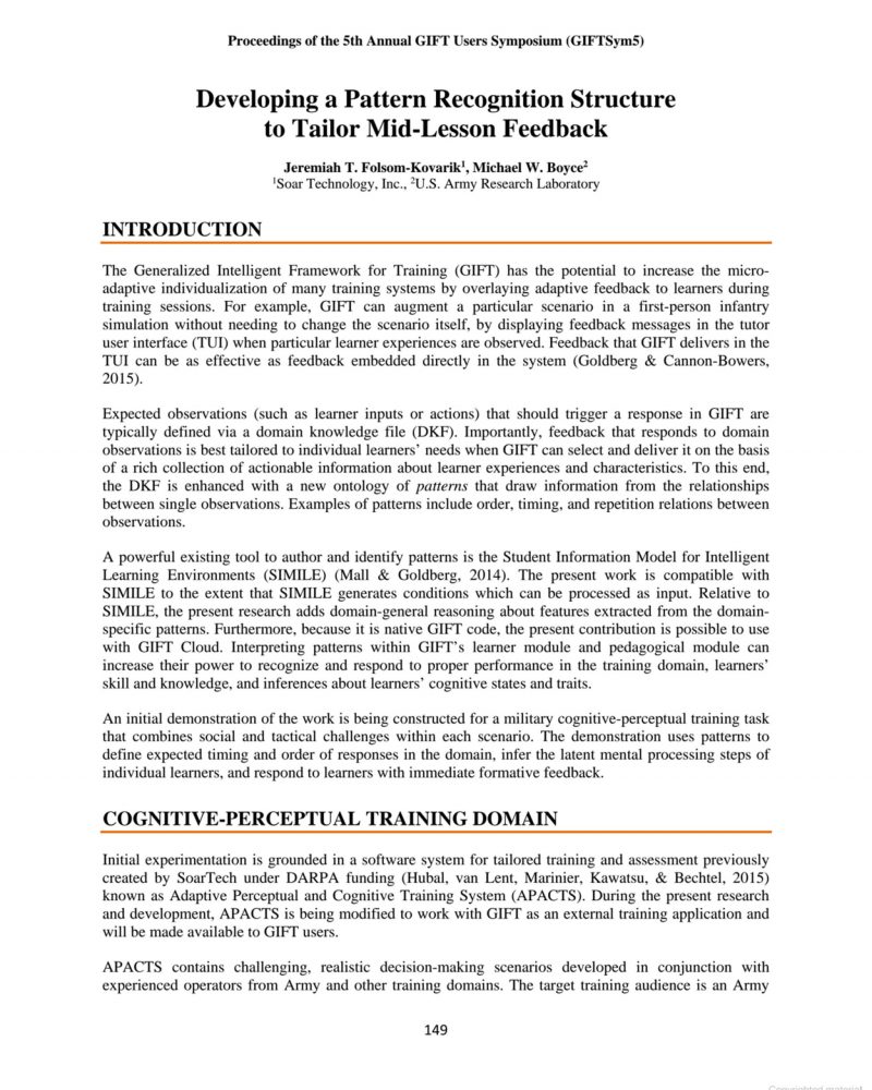 Developing a pattern recognition structure to tailor mid-lesson feedback thumb