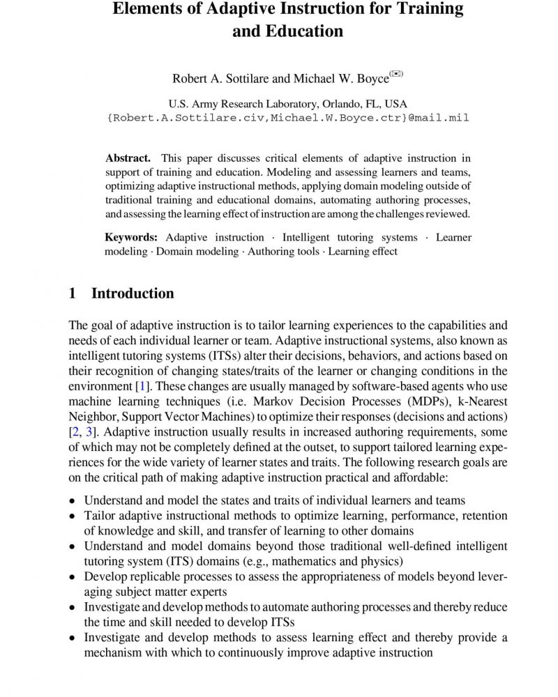 Elements of adaptive instruction for training and education thumb
