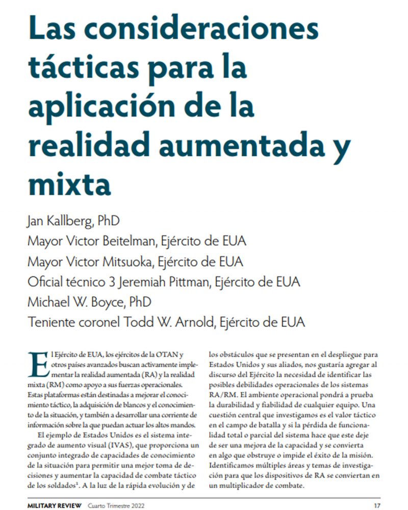 Las consideraciones tácticas para la aplicación de la realidad aumentada y mixta thumb